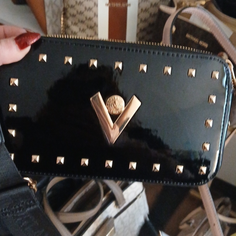 Valentino Orlandi Black Clutch with Gold Studs